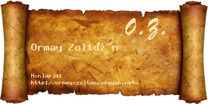 Ormay Zoltán névjegykártya